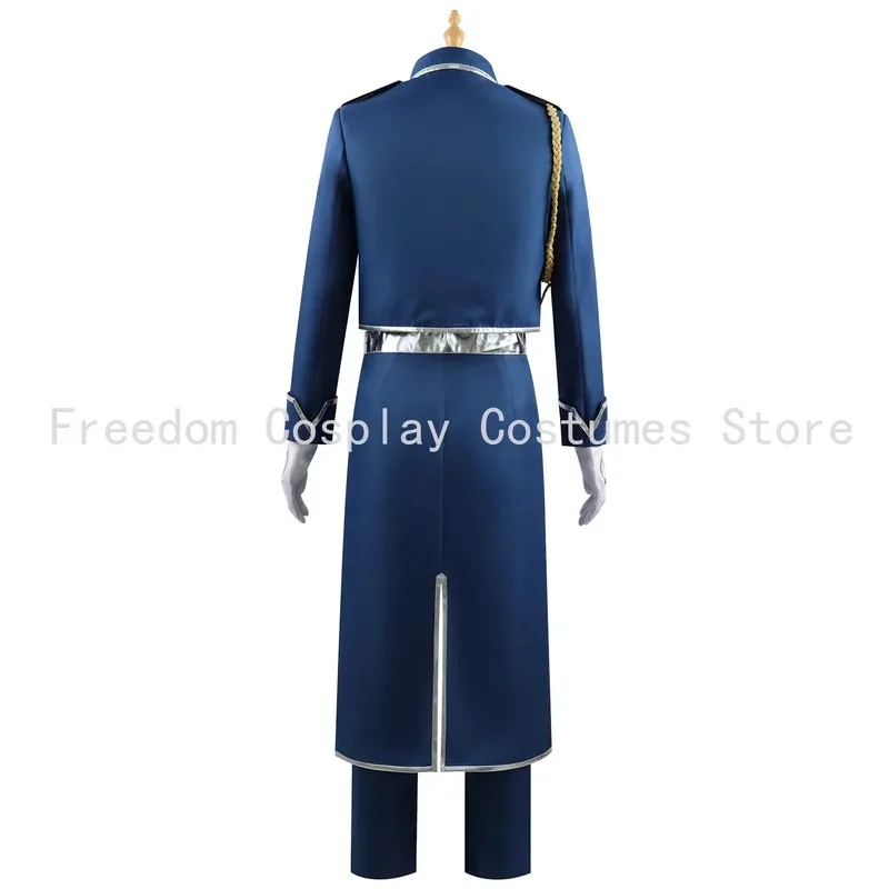 aa69Roy Mustang Cosplay Anime Fullmetal Alchemist Costume Uniform Wig Blue Military Coat Game Exhibition Stage Party Outfit for