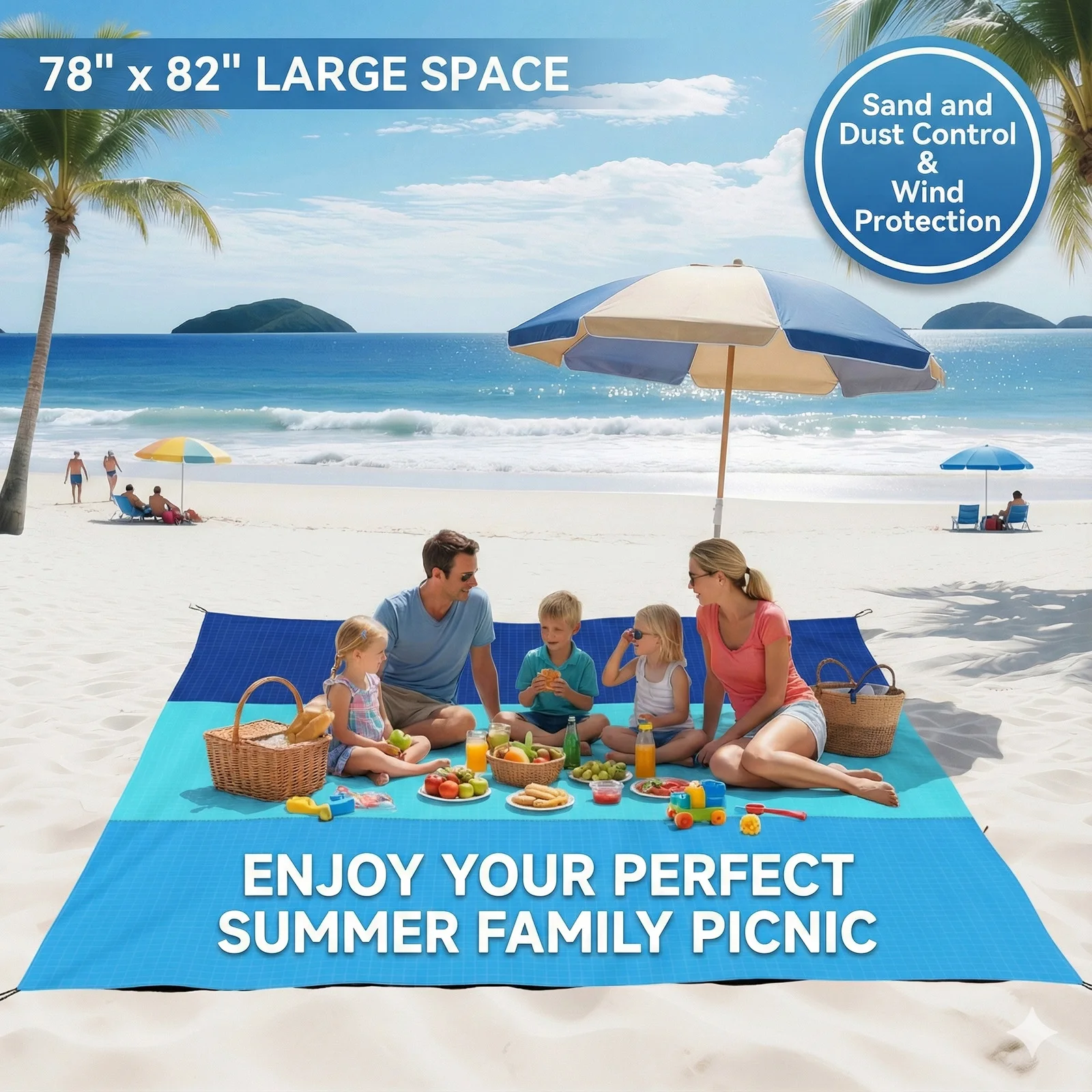Outdoor Camping Rug Waterproof - Esterilla de playa extragrande, ligera, sin
