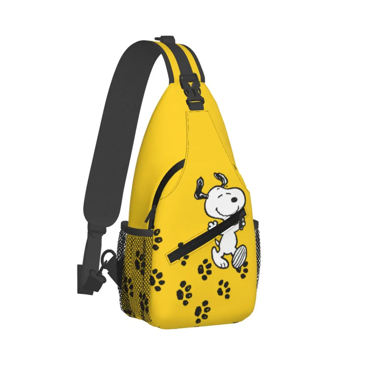 Custom Snoopys Dog Paw Print Sling Crossbody Backpack for Women Men Water Resistant For Traveling Daypack Shoulder Backpack