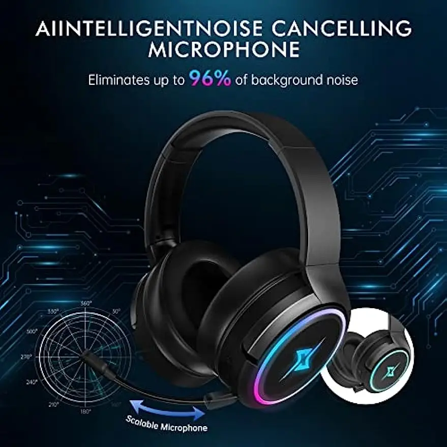 Imagem -04 - Targeal-headconjunto Gaming sem Fio Dobrável Rotativo Bluetooth V5.3 Bateria 20 Horas Microfone Retrátil com Cancelamento de Ruído 2.4g