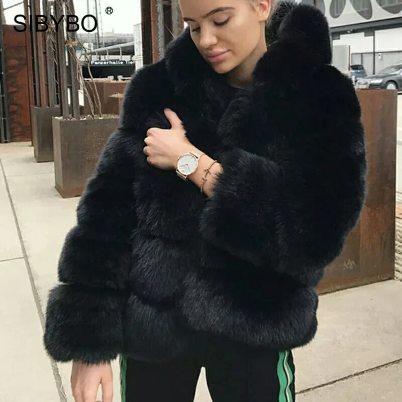 Jacket Coat Faux Fur Women's Autumn/Winter Hooded Patchwork Fashionable Youthful Comfortable Niche Versatile Luxury High-end