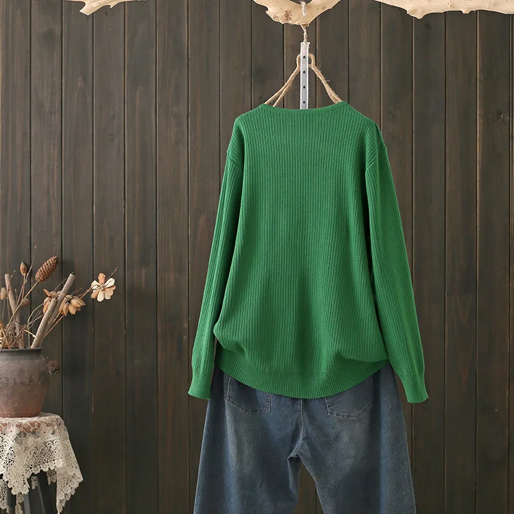 가을과 겨울 플러스 사이즈 100.00kg V-neck 스웨터 여성 니트 가짜 두 조각 상단 느슨한 긴 소매 연령-밑바닥 셔츠 내복 감소