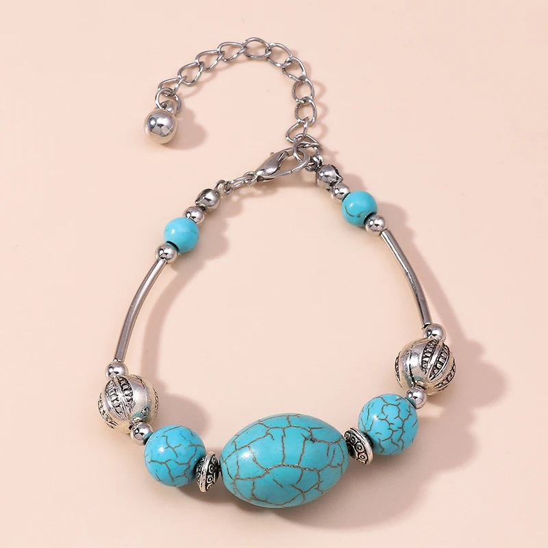 Böhmisches handgefertigtes Armband mit türkisfarbenen Perlen für Frauen und Mädchen, Party- und Festivalschmuck, Geschenke – Detail 6