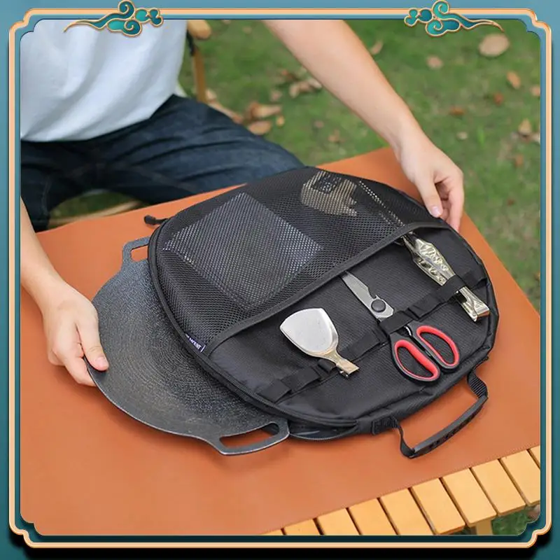 

Latest Portable Grill Pan Storage Bag Camping Cast Iron Pot Carry Bag Picnic Cookware Pouch Frying Pan Bakeware Bags