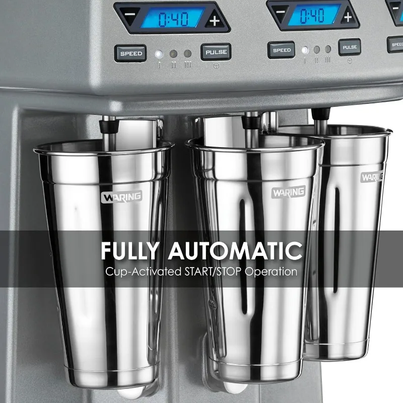 Triple Spindle Drink Mixer, Each Spindle Has Independent 1hp Motor, with Countdown Timer, Digital Display, Automatic