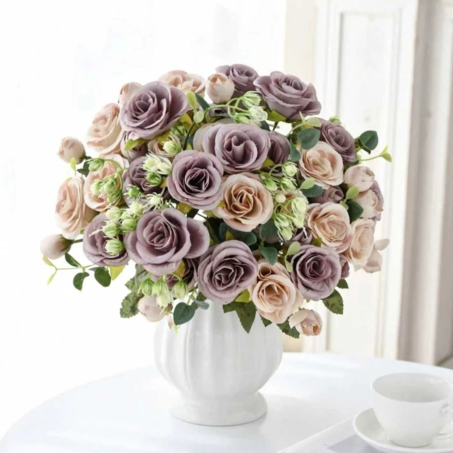 Künstliche Blumen für Hochzeit, Party, Heim, Schlafzimmer, Tischdekoration, Garten, Brautstrauß, Außenbereich, Seiden-Pfingstrosen-Hortensien-Arrangement