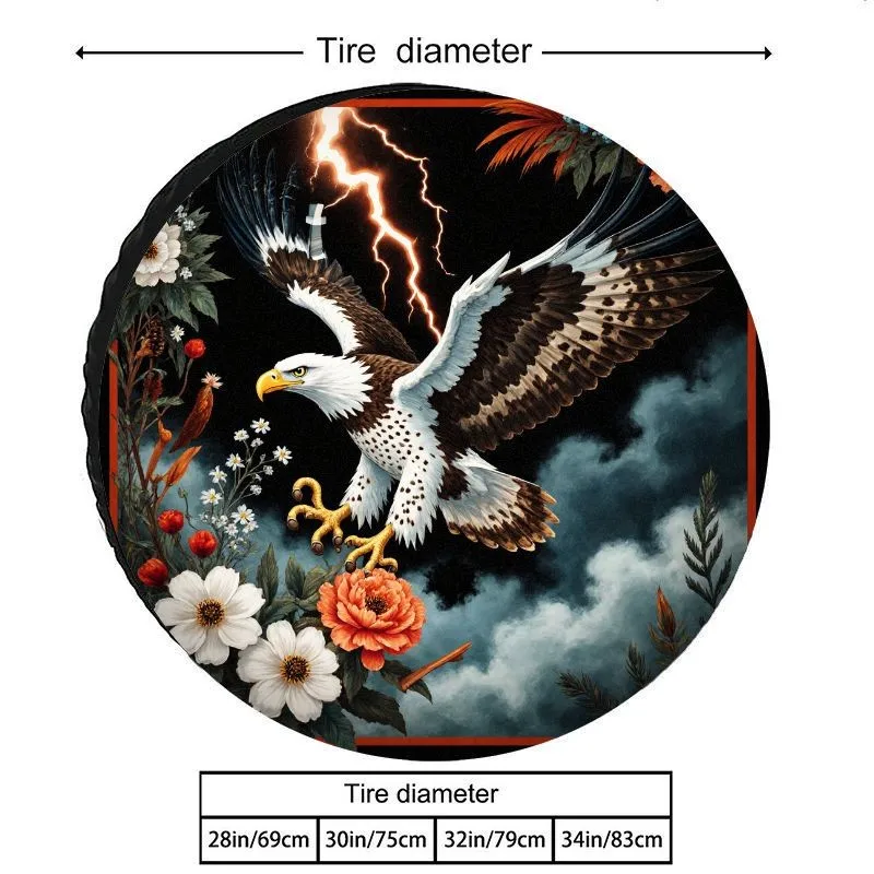 Dominant Eagle Lightning Floral Spare Tire Cover Universal Sunshade Dustproof for SUV RV
