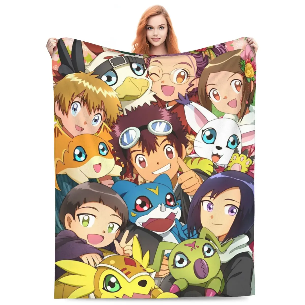 Warm Soft Blanket Travel Cartoon Digimon Adventure Monster Throw Blanket Flannel Bedspread For Home Decor Sofa Bed Cover