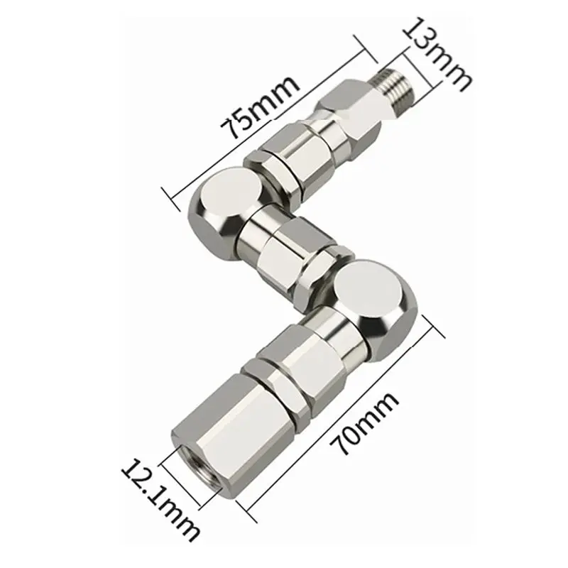 3Pcs 1/4 Z-Type Joint Paint Sprayer Pump Accessory 1/4 (M) X 1/4 Inch (F) Z-Swivel 6500PSI Stainless Steel 360°
