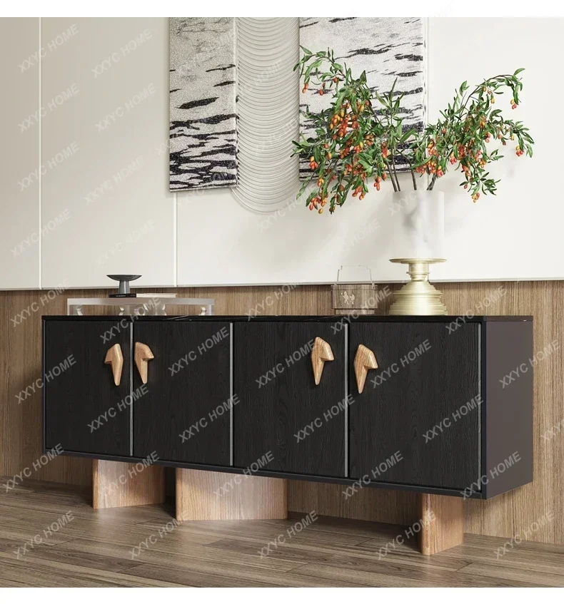 A  xzNordic style solid wood dining side cabinet tea, color matching paint entrance, cupboard storage, side cabinet