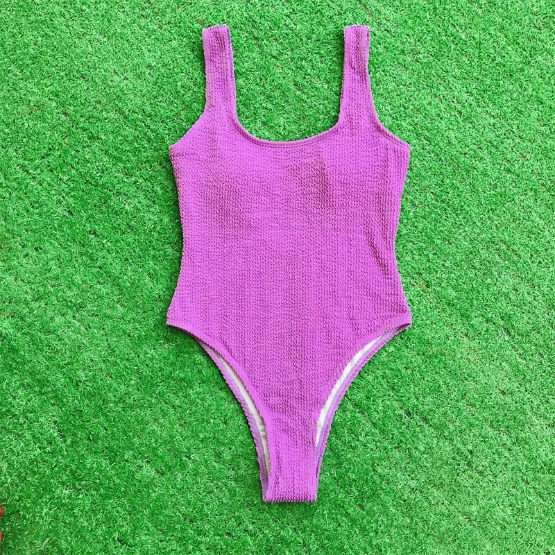 

Swimsuit Women Sexy Solid Color One Piece Bikini Suspender U-neck Back Hollow Out Bather Beach Swimwear Monokini 2024 Summer