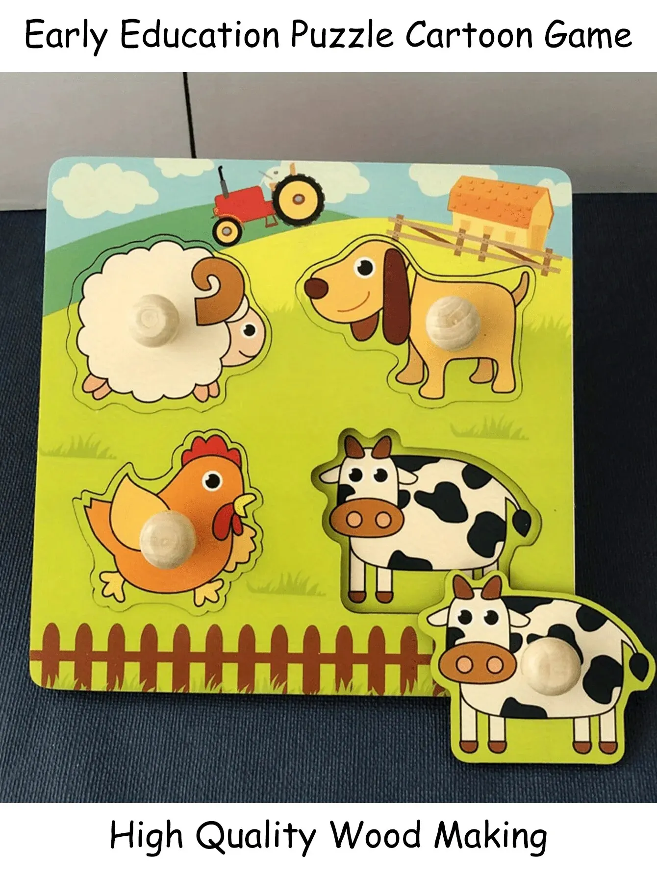 1 Set Shape Matching Farm Animals Puzzle Children\'s Enlightenment Early Education Cognitive Benefits Intelligence Toys