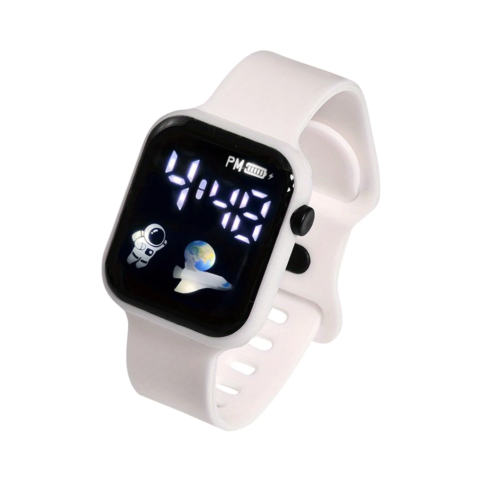 Montre de sport numérique LED pour enfants, bracelet en silicone Spaceman, montre-bracelet électronique étanche pour enfants, cadeaux pour garçons et filles