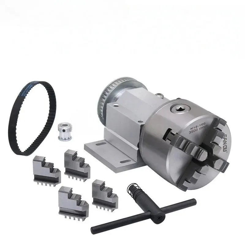 Micro Lathe Chuck Spindle Assembly 80mm / 100mm 3 Jaws 4 Jaws Woodworking DIY Bead Machine