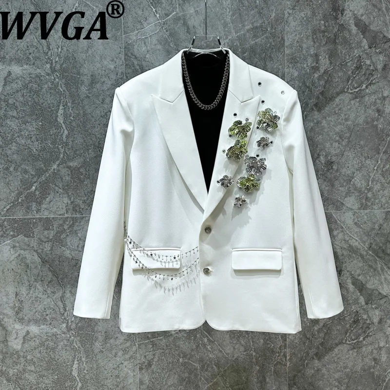 

Новый мужской трендовый пиджак WVGA с 3D цветочным декором, модный повседневный жакет с отложным воротником, модель W19183