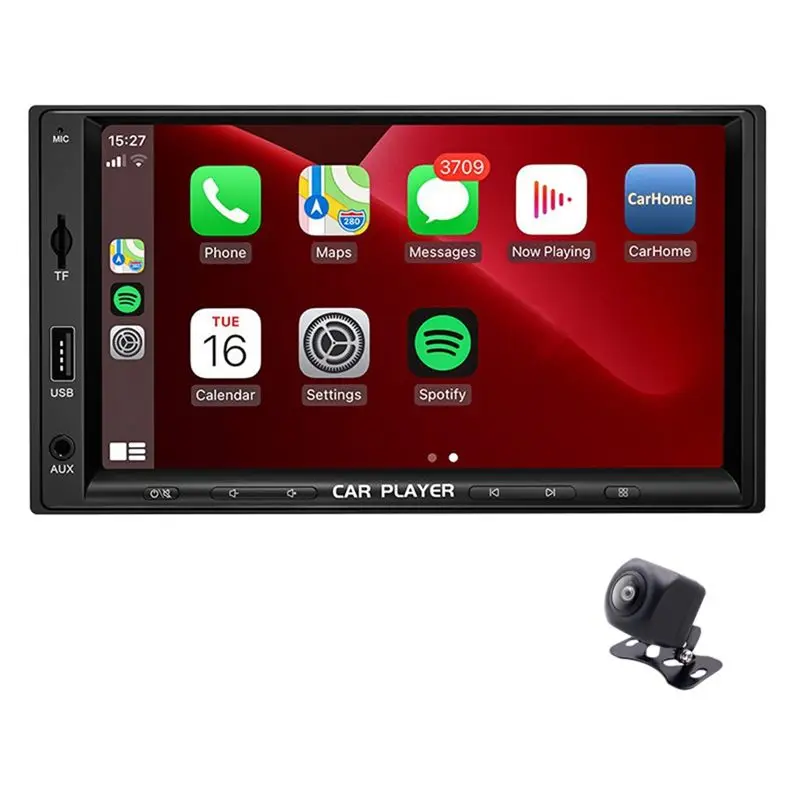 

7 Inch Double Din Car Stereo Wireless Carplay Android Auto Player Car Radio With Bluetooth FM Camera