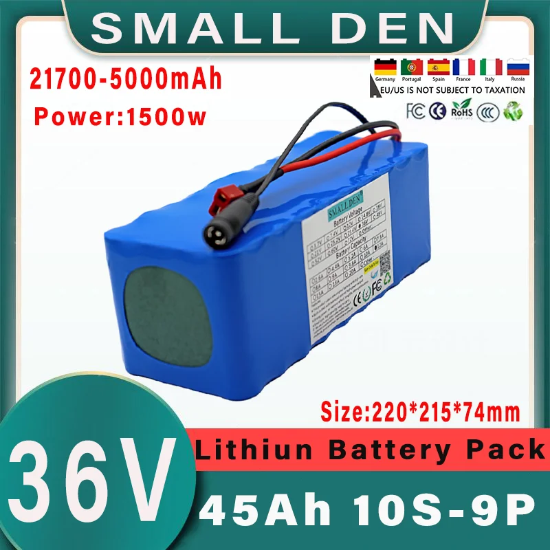

36V 45Ah 21700 10S 9P Lithium ion Battery Pack 1500W Electric Tool Outdoor Backup Battery with 40A BMS Rechargeable Battery