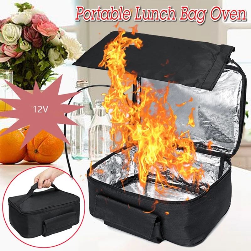 Portable Food Warmers Electric Heater Lunch Box Mini Oven 12V Car Power Black