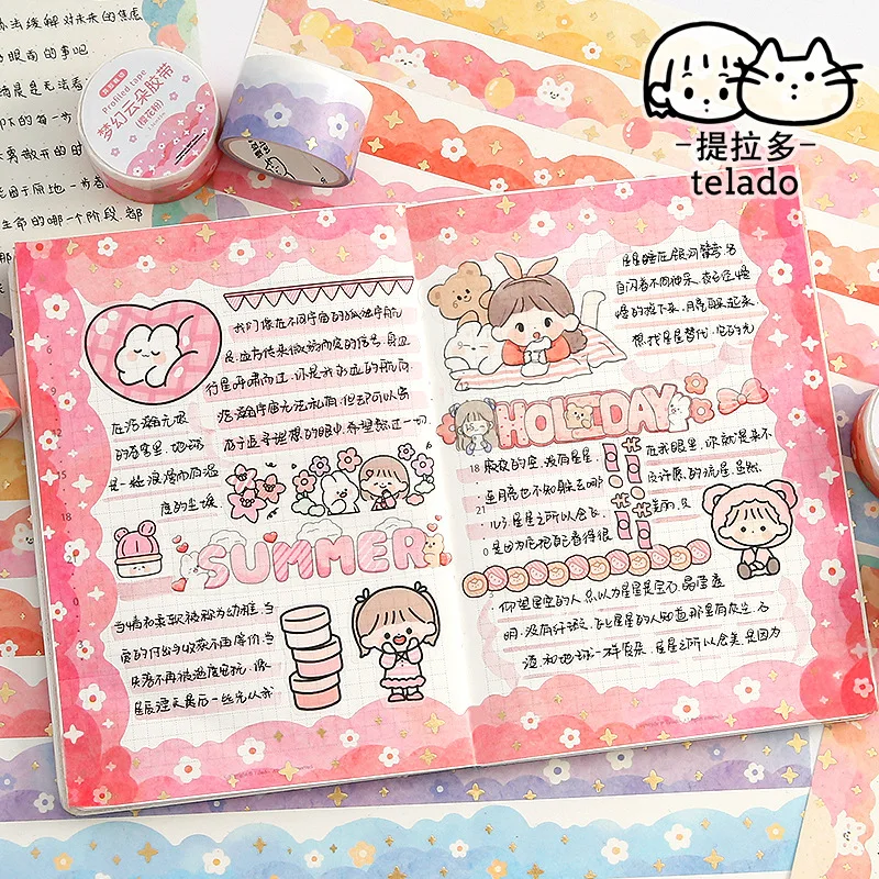 Dream Cloud  Decorative Adhesive Tape Cute rabbit bear Masking Washi Tape Diy Scrapbooking Sticker Label Japanese Stationery