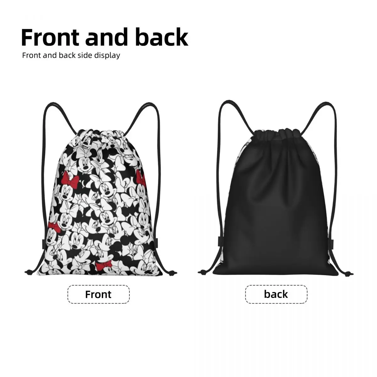 Custom Fashion Minnie Mouse Drawstring Bags Men Women Portable Gym Sports Sackpack Training Storage Backpacks