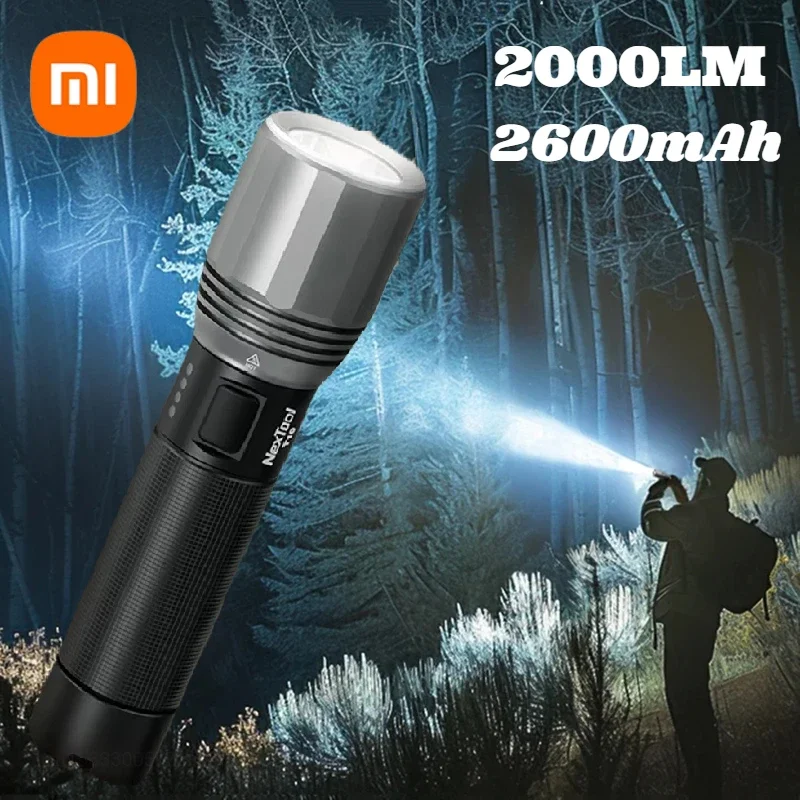 Xiaomi NexTool T10 Rechargeable Flashlight 2600mAh 2000lm 220m 7 Modes IPX7 Waterproof LED Light Type-C Camping Emergency Torch