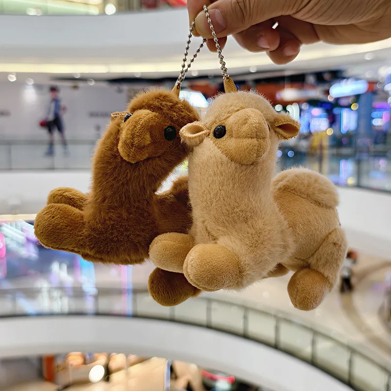 12 سنتيمتر الكرتون الجمل دمية ألعاب من نسيج مخملي المفاتيح المدرسية دمية قلادة حقيبة سيارة حلقة رئيسية سحر لينة محشوة ألعاب حيوانات الهدايا الإبداعية
