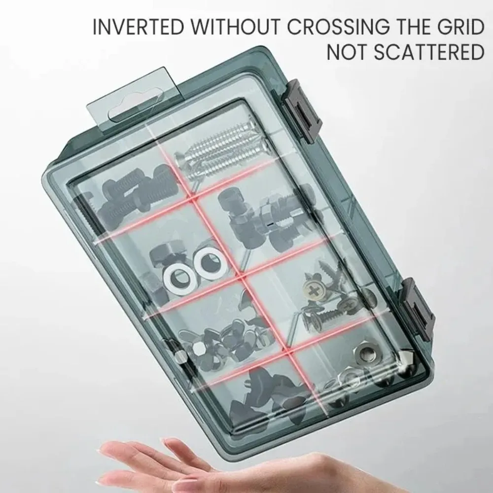 Thickened Plastic Tool Parts Box Drill Bit Accessories Removable Grid Screw Storage Box Multifunction Transparent