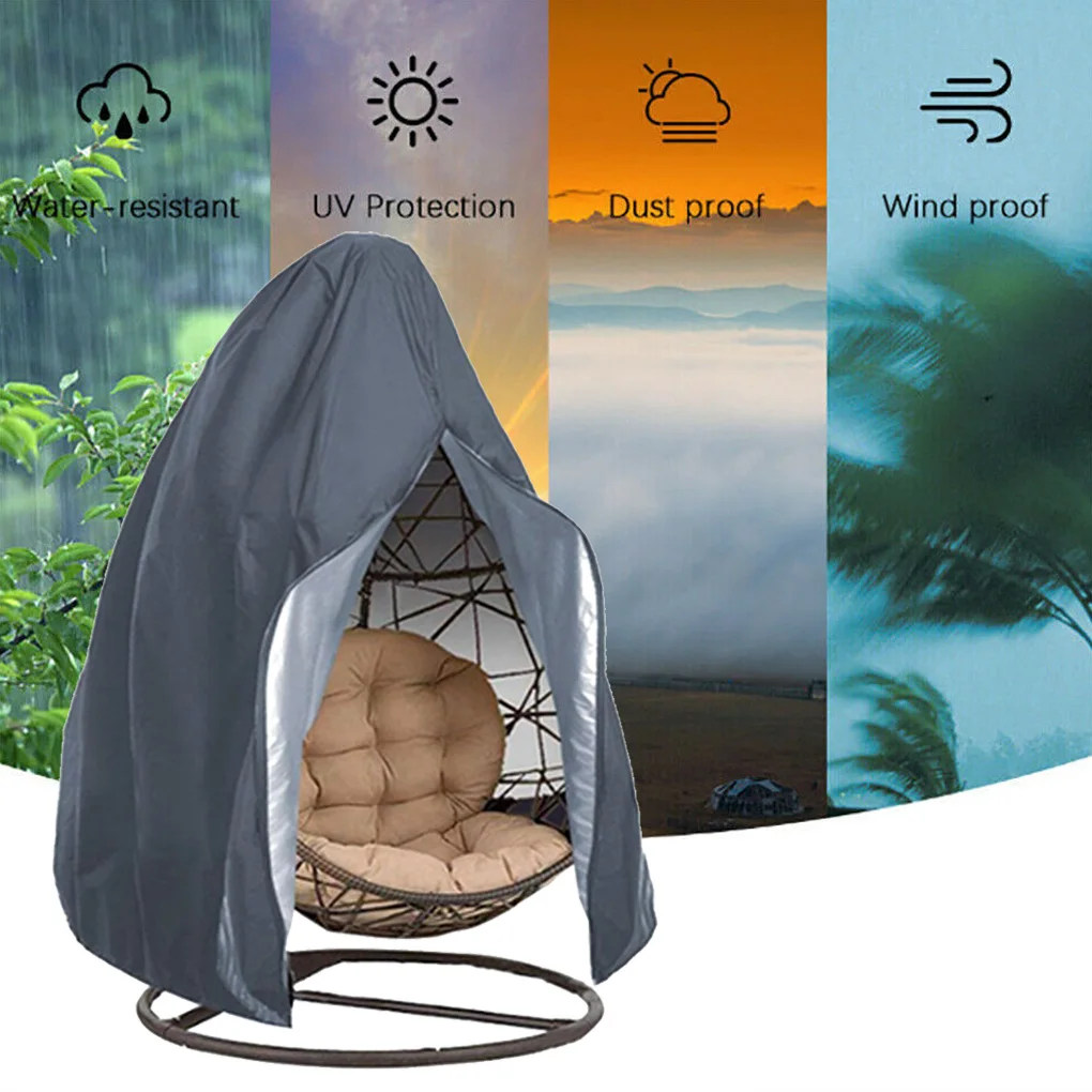 Hanging Egg Chair Cover Outdoor Patio Courtyard Swing Chair Waterproof UV Proof Dustproof Rain Cover, Grey