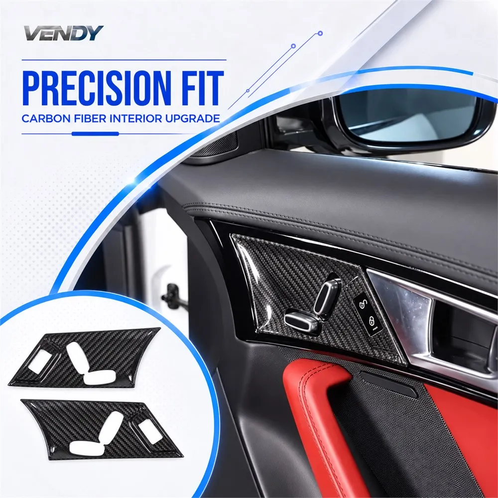 Real Carbon Fiber For Jaguar F-TYPE f type 2013-2022 Seat Adjustment Button Decorative Cover Trim Modified Parts Accessories