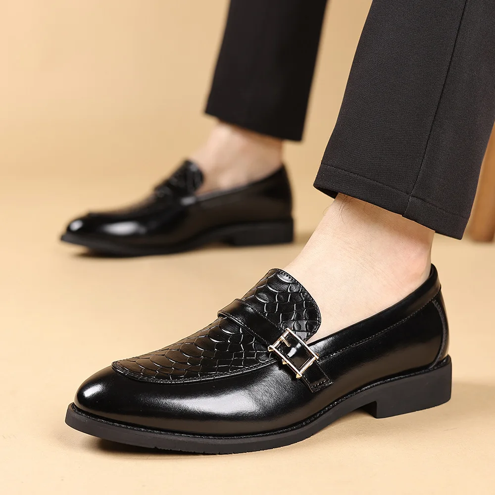 

Men Luxury Loafers High Quality Metal Decorative Thick Soled Slip on Fashion Leather Shoes Business Formal Shoes Men Shoes