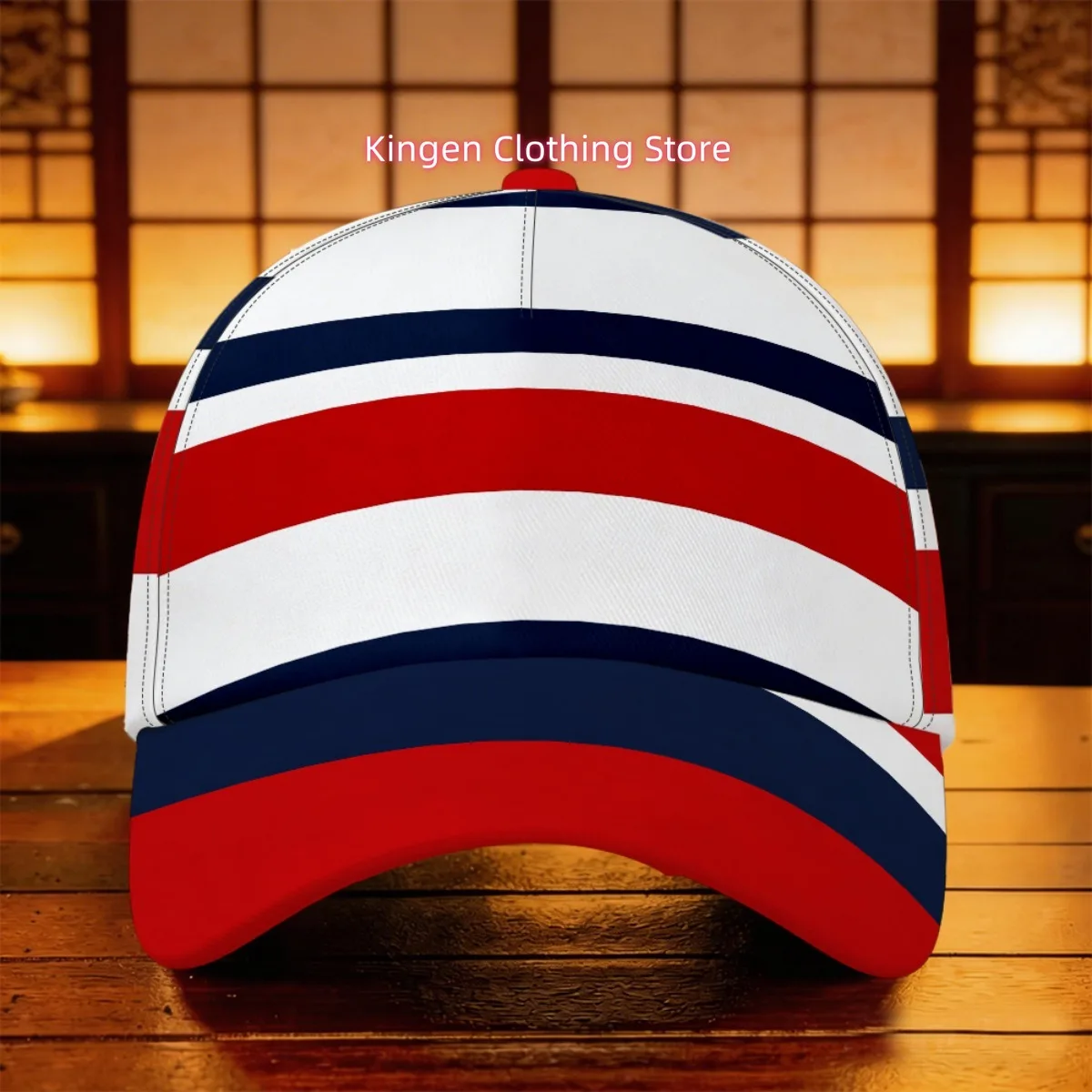 1pc of a Lightweight Trucker Cap Featuring Red, White, And Blue Stripes, Perfect As a Birthday Gift Or for Hiking. It Fits Most