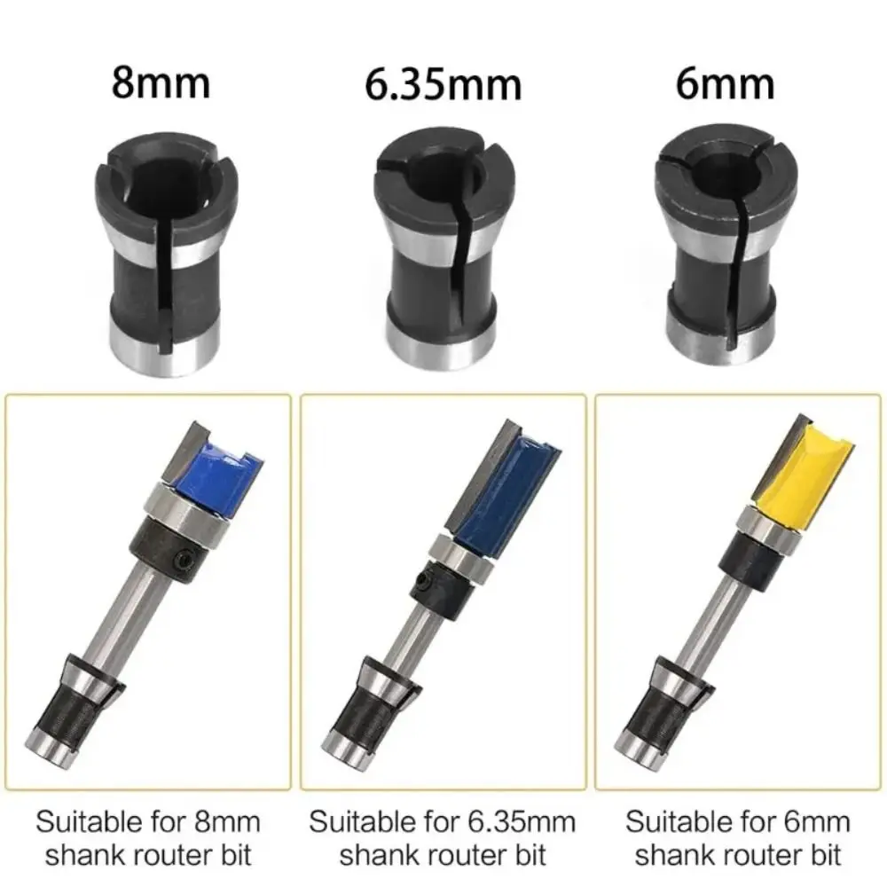 1Pcs New Electric Router Bit Collet Chuck 6/6.35/8mm Steel Chuck Conversion Sleeve Shank Shaft Sleeve Engraving Trimming Machine