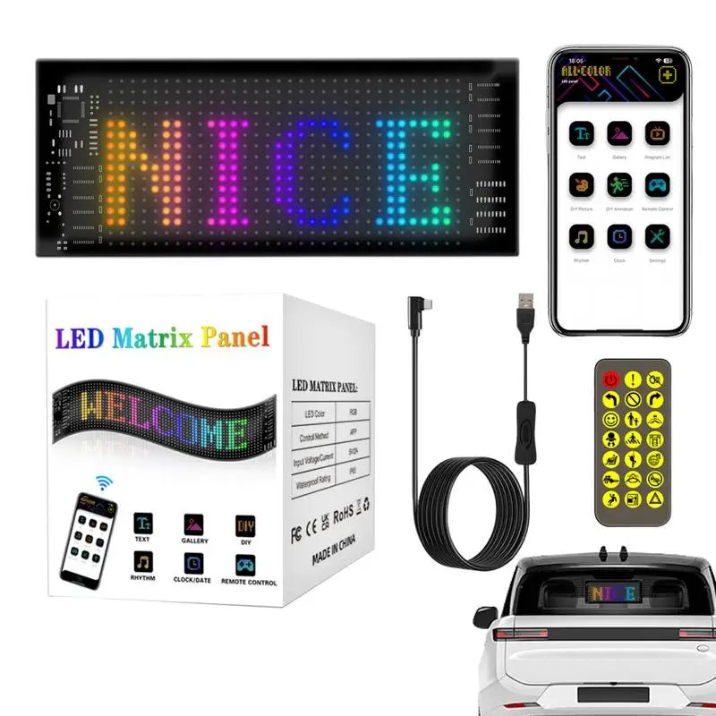 Imagem -02 - Led Matrix Pixel Panel para Carro Rolagem Tela Publicitária Usb 5v Flexível Programável Exibição de Animação Grafite Animação