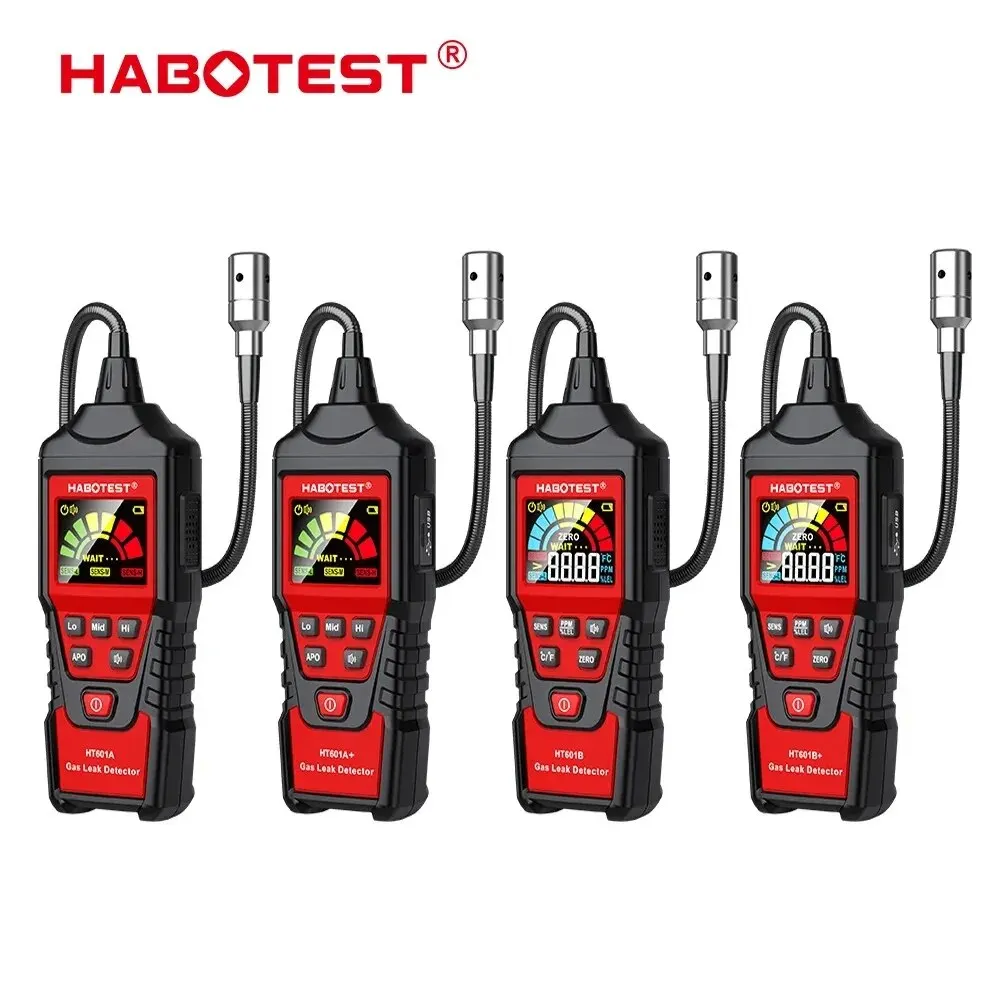 HABOTEST HT601A HT601B Gas Leak Detector 0-1000PPM Sound & Screen Alarm Combustible Flammable Natural Methane Gas Detector