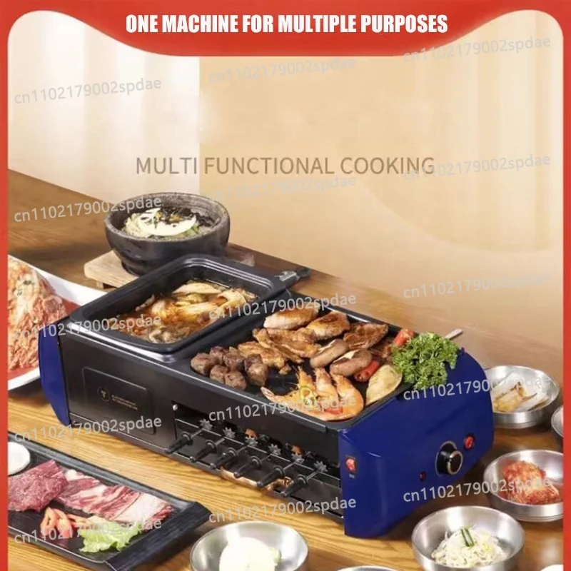 Dual Use Electric Hot Pot BBQ Grill Non Stick Multi Cooker Griddle Pan For Household Indoor Cooking