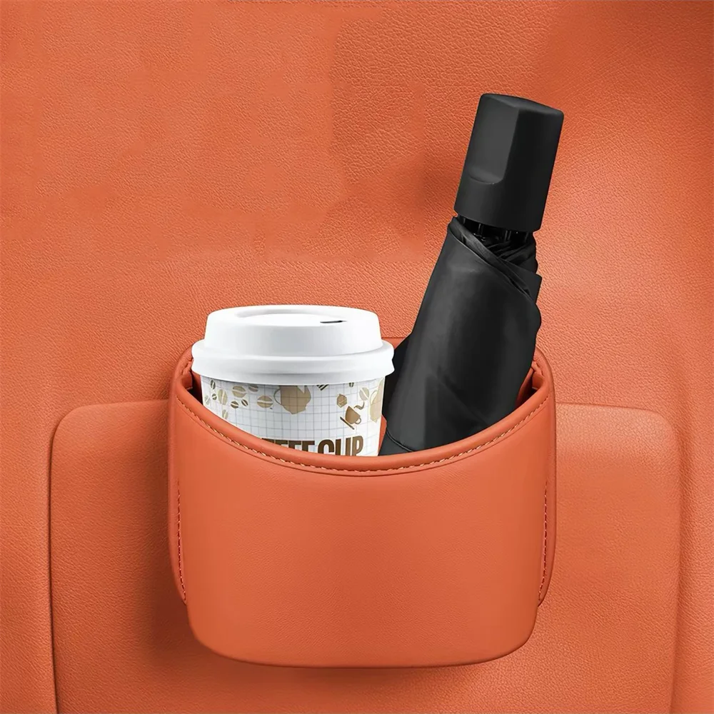 Car Door Cup Holder Leather Automotive Drink Rack Storage Bin Multifunctional Car Seat Storage Bag  Auto Organizer Garbage Bag