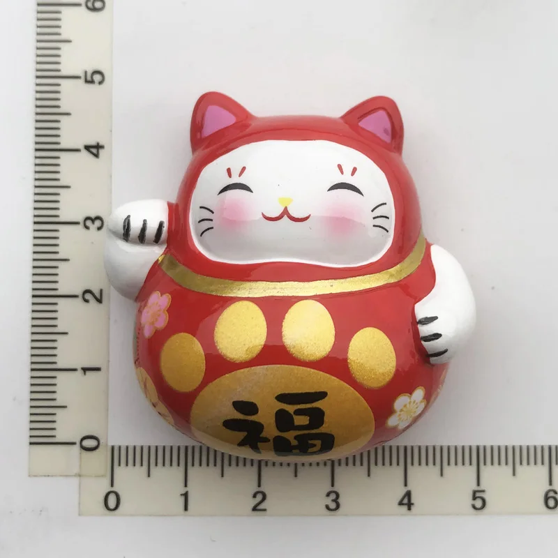 

Japanese Lucky Lucky Cat Humanistic Style Fridge Magnet Colored Resin Gift Decoration Tourism Souvenir Message Post