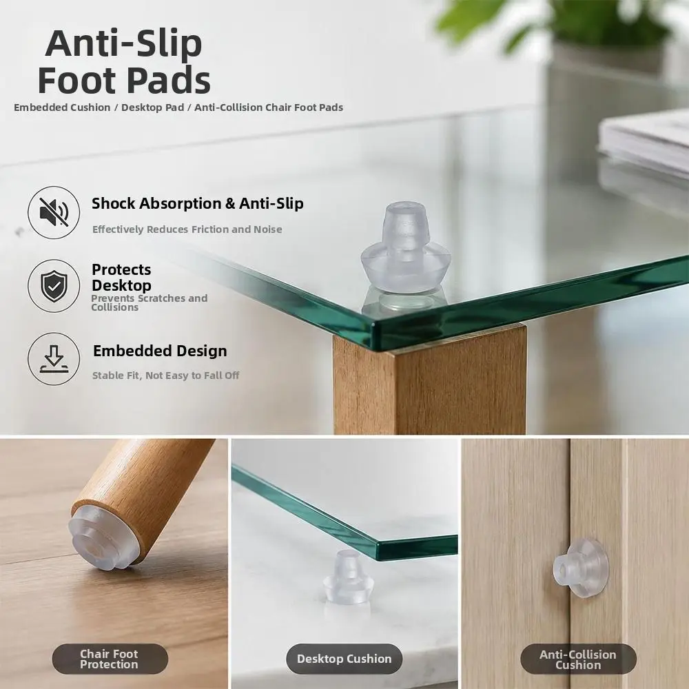 50Pcs M5/M5.8/M6 Glass Top Table Furniture Embedded Bumper with Stem Black/Transparent Rubber Grippers Table Spacers