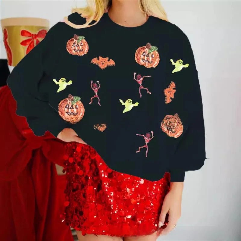 Halloween Long Sve losse hoodie dames comfortabele katoenen trui sweatshirt herfst winter faion streetwear