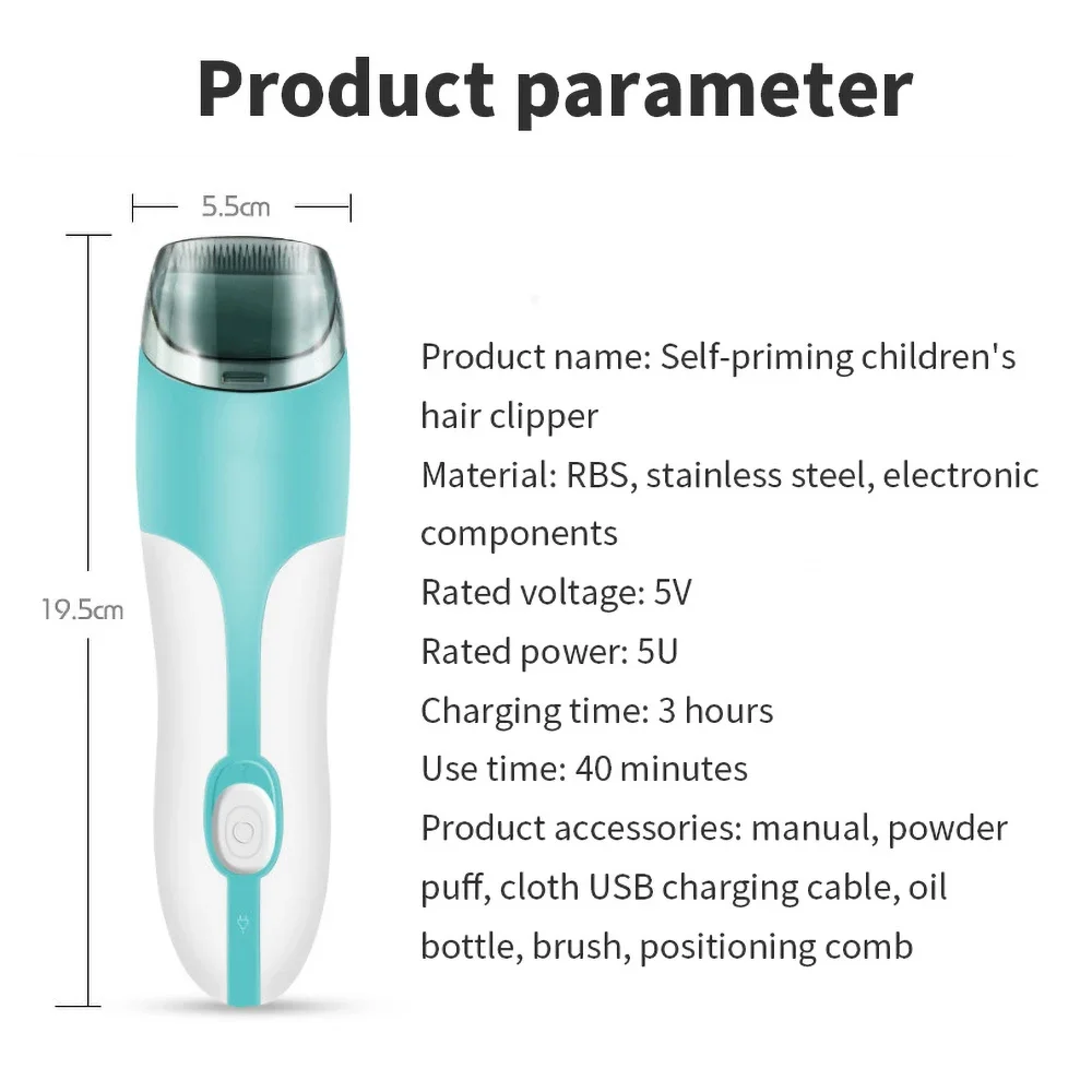 Electric Shaver Vacum Haircut Clipper Baby Must Have Hair Cutter Child Vacuum Cutting Machine Automatic Shaving Mother Care Tool