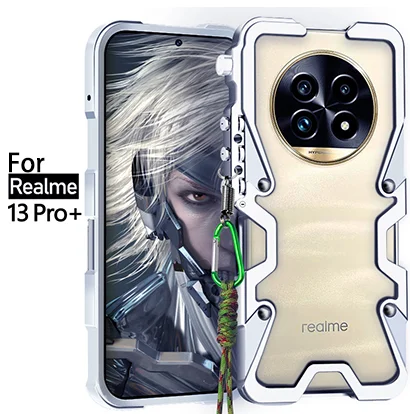 

Luxury aluminum alloy hollow heat dissipation Phone Case For Realme 13 13+ 13 Pro+ Plus Pro 4G 5G Fall prevention Back Cove