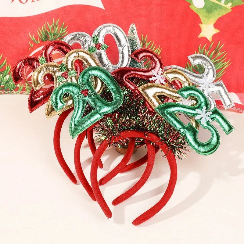 2025 Happy New Year Headband Letter Decorative Glasses Christmas Headpiece For Women Girls Photo Props Christmas Decor Gifts