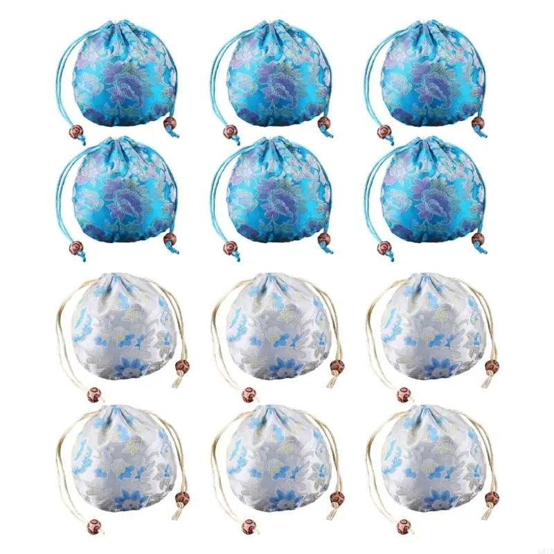 

12 упаковок многоразовых тканевых сумок на шнурке для хранения ювелирных изделий, ожерелья, браслета, подарочной упаковки