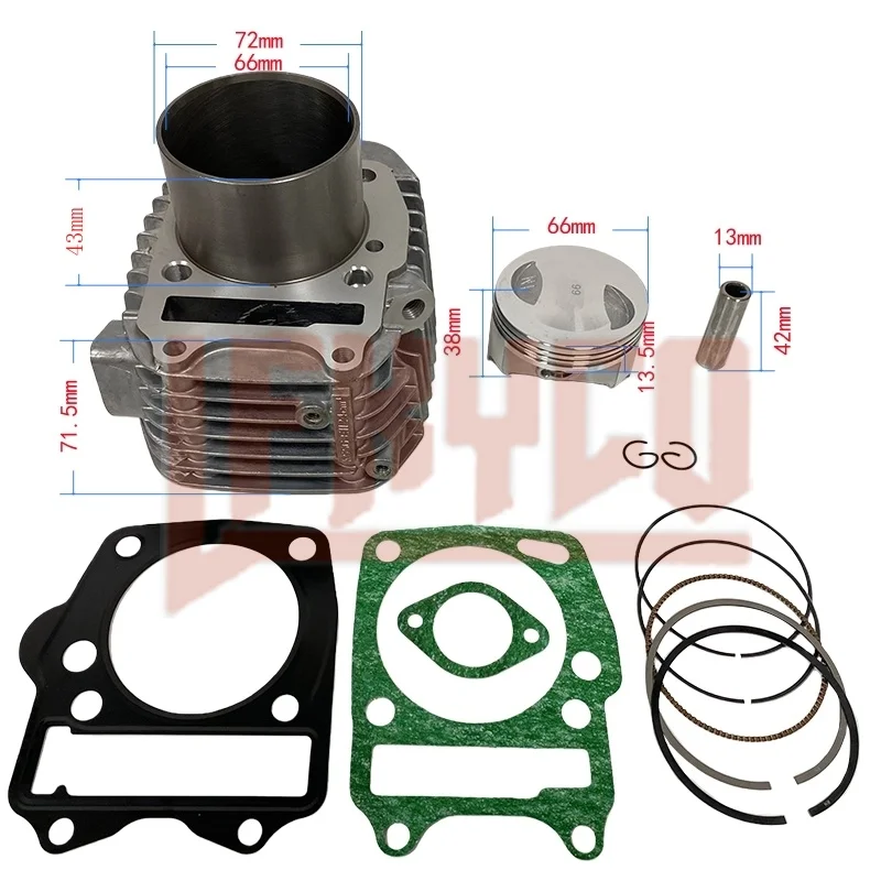 Tall Cylinder Top End Rebuild Kit Motor 66mm Big Bore to 178cc For Honda WAVE125 WAVE125i KSSG Innova ANF125 XRM125 Supra X125 5
