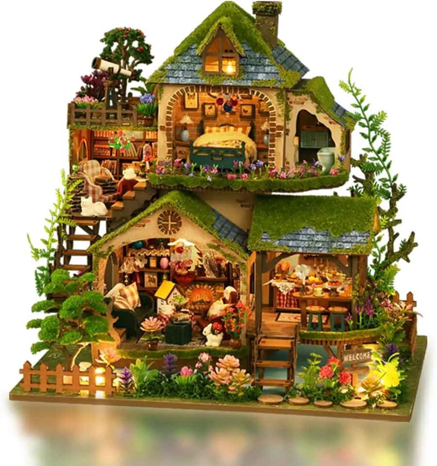 

DIY Miniature Dollhouse Kit, Mini House Making Kit with Furnitures, Tiny House Kit to Build for Adults, Hobby Craft Gift for Fat