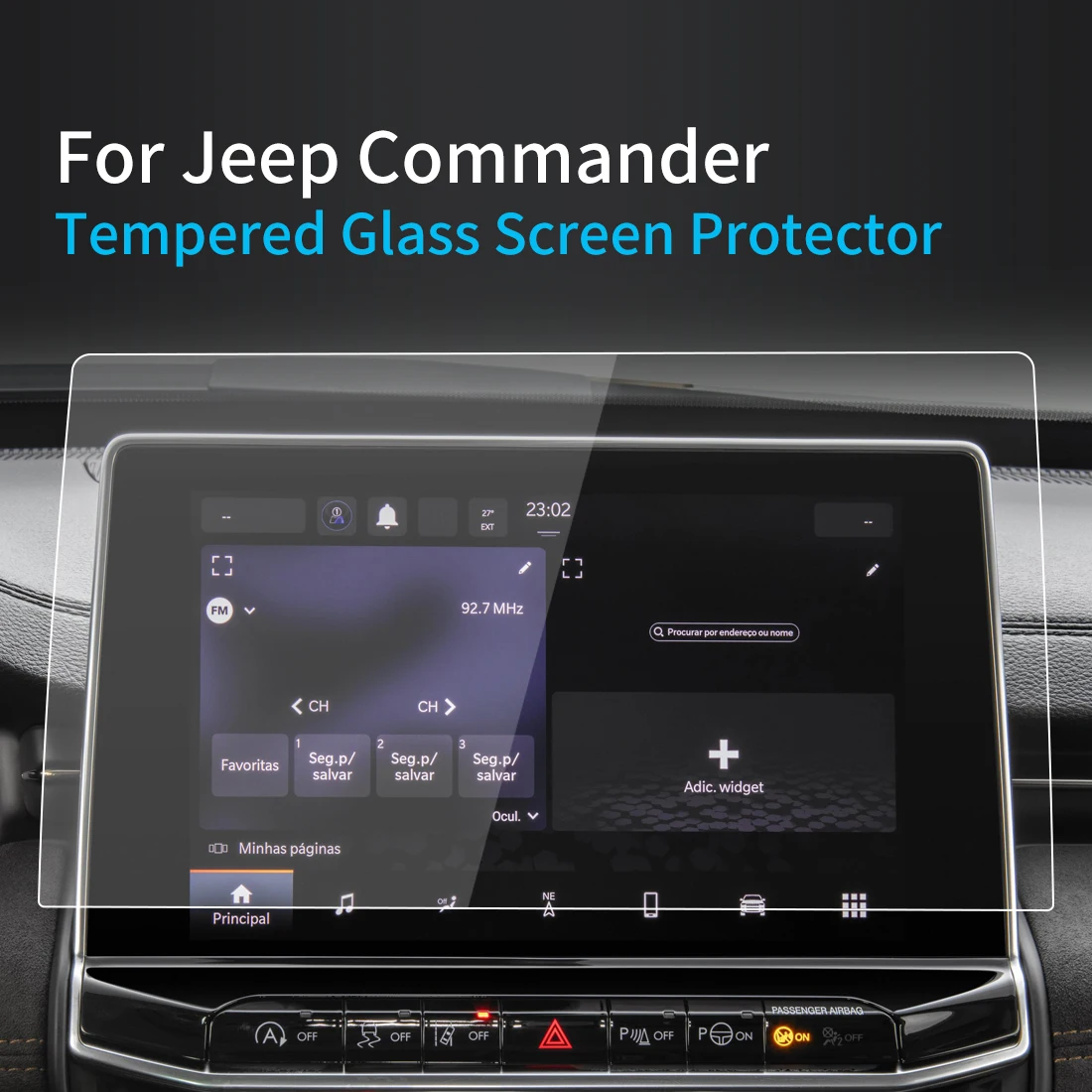 For JEEP Commander 2022 Screen Protector Tempered Glass Protective Film Carplay Panel Media Video Car Auto Interior Accessories