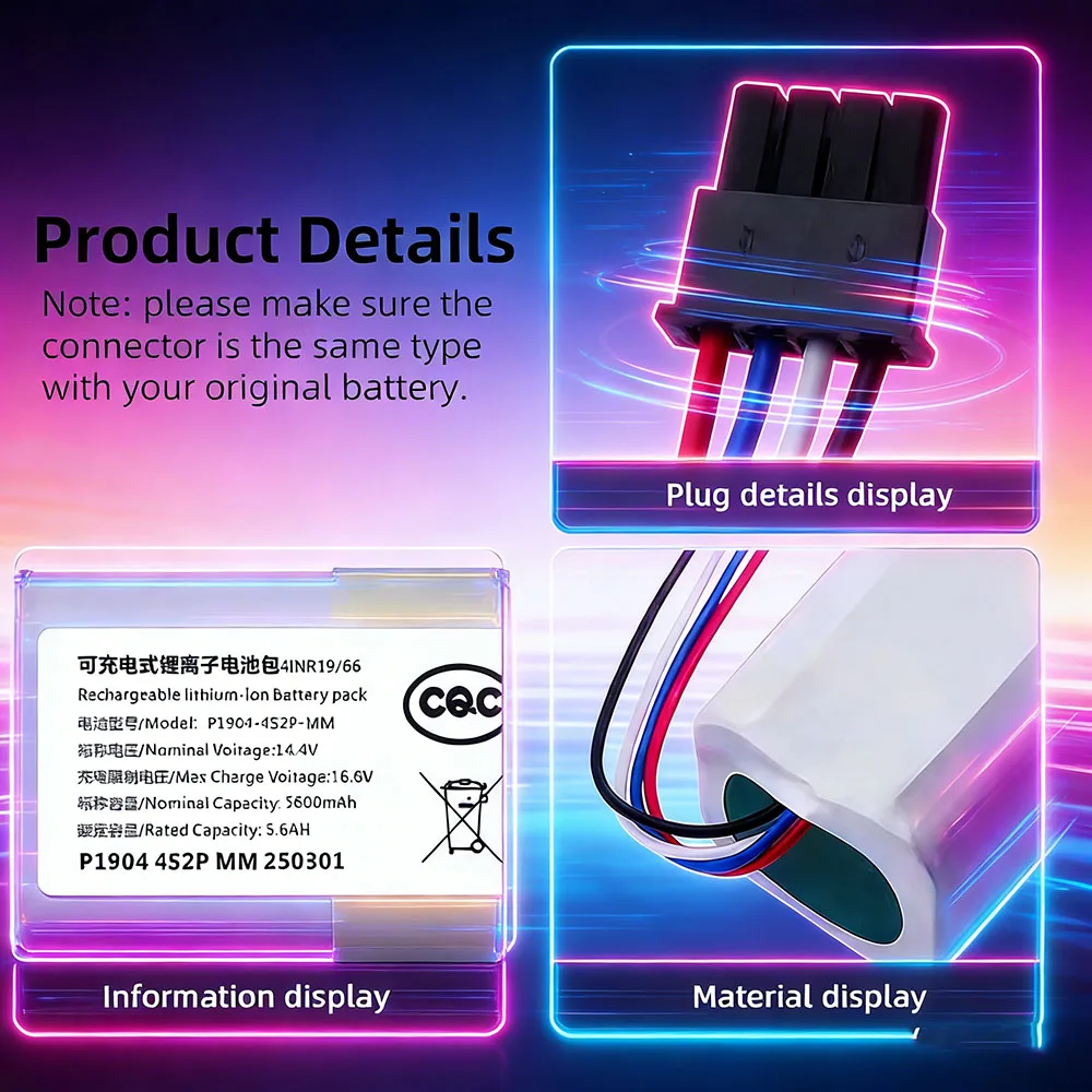 

14.4V 5200mAh Battery For Dreame F9,D9, D10, D10s, D10 Plus, L10 Pro Plus, L10, L10s, Z10Pro Vacuum Cleaner
