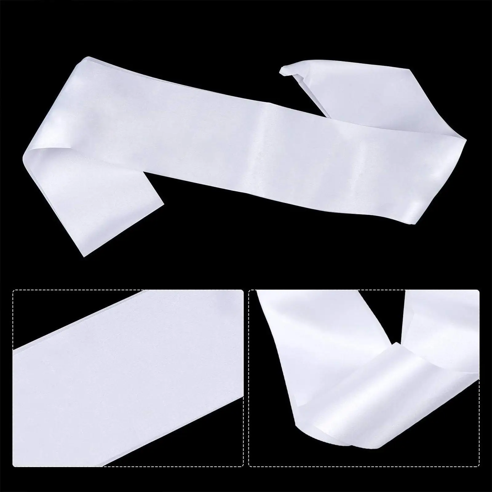 16Pcs White Sash Etiquette Shoulder Strap Make Your Own Sash Blank Satin Sash for Wedding Halloween Festival Holiday Pageants