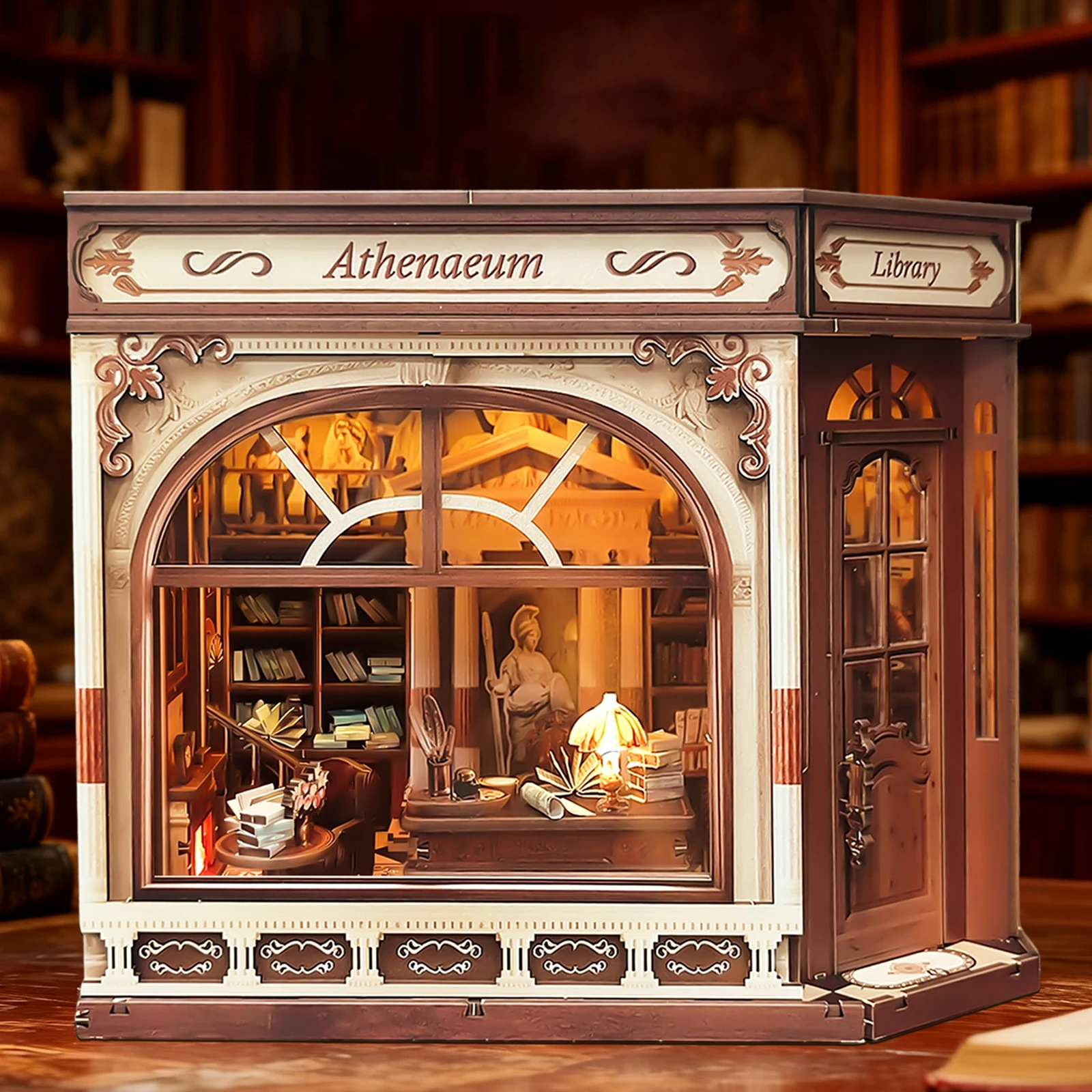 Bricolage Athena's Study Casa Kit de modèle miniature en bois Puzzle 3D maisons de poupée avec meubles maison de poupée pour amis cadeaux d'anniversaire