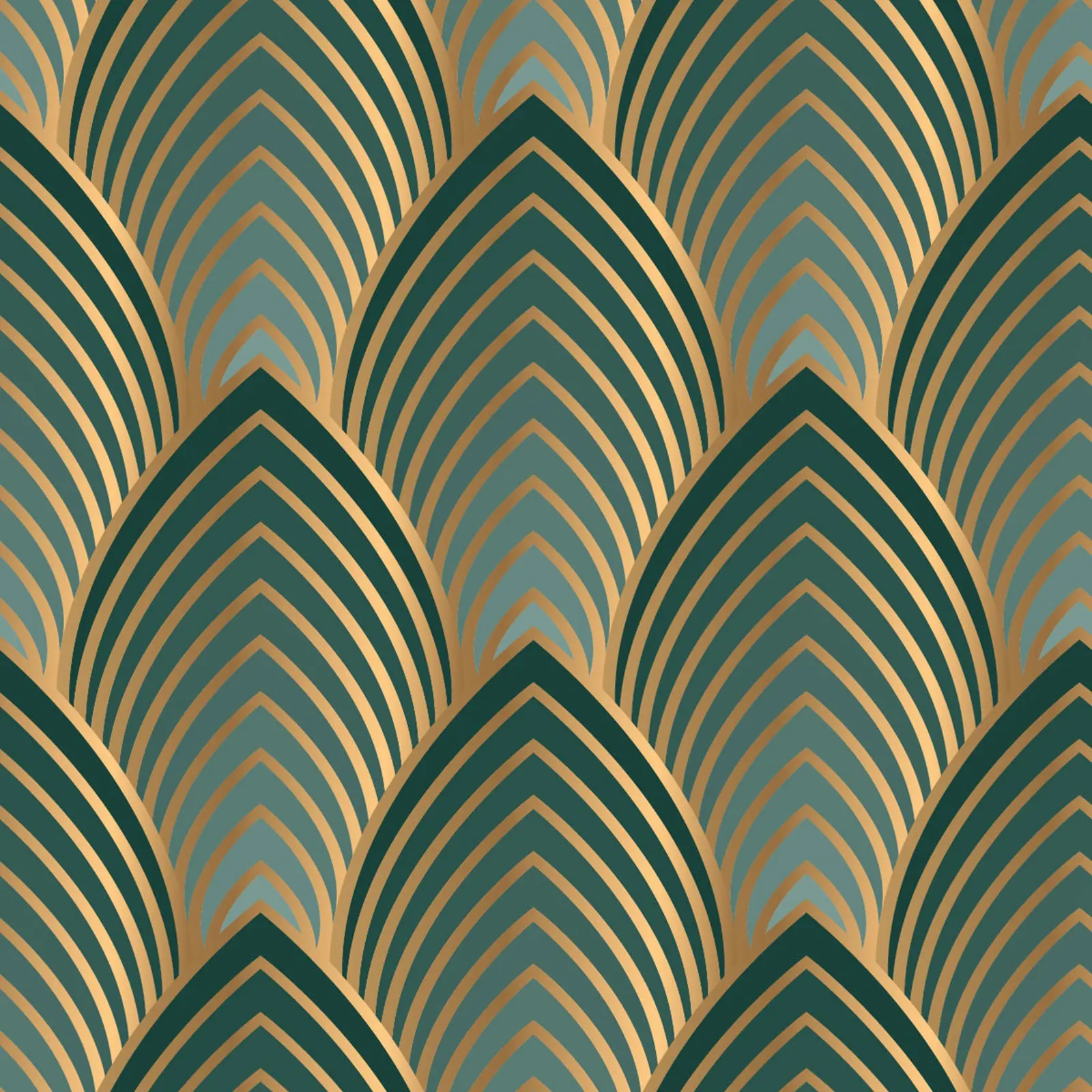 Contemporary Art Wallpaper, Abstract Geometric Wall Paper,Green and Golden Color,Non-Woven Peel and Stick  Wall Papers,Removable